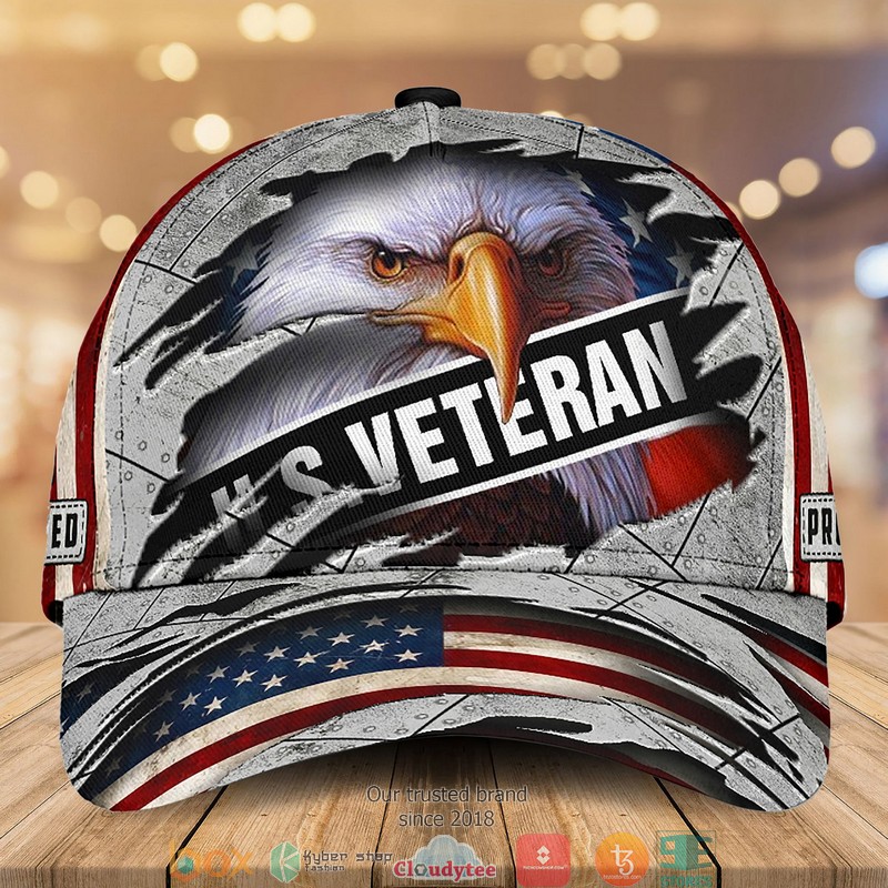 Personalized US Veteran Eagle American flag Cap 1