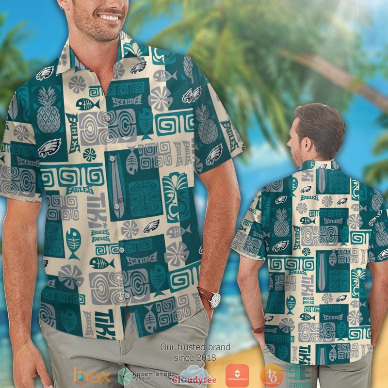 Philadelphia Eagles Fish pineapple pattern Hawaiian Shirt short 1