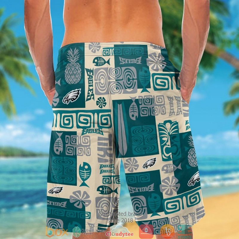 Philadelphia Eagles Fish pineapple pattern Hawaiian Shirt short 1 2 3 4 5