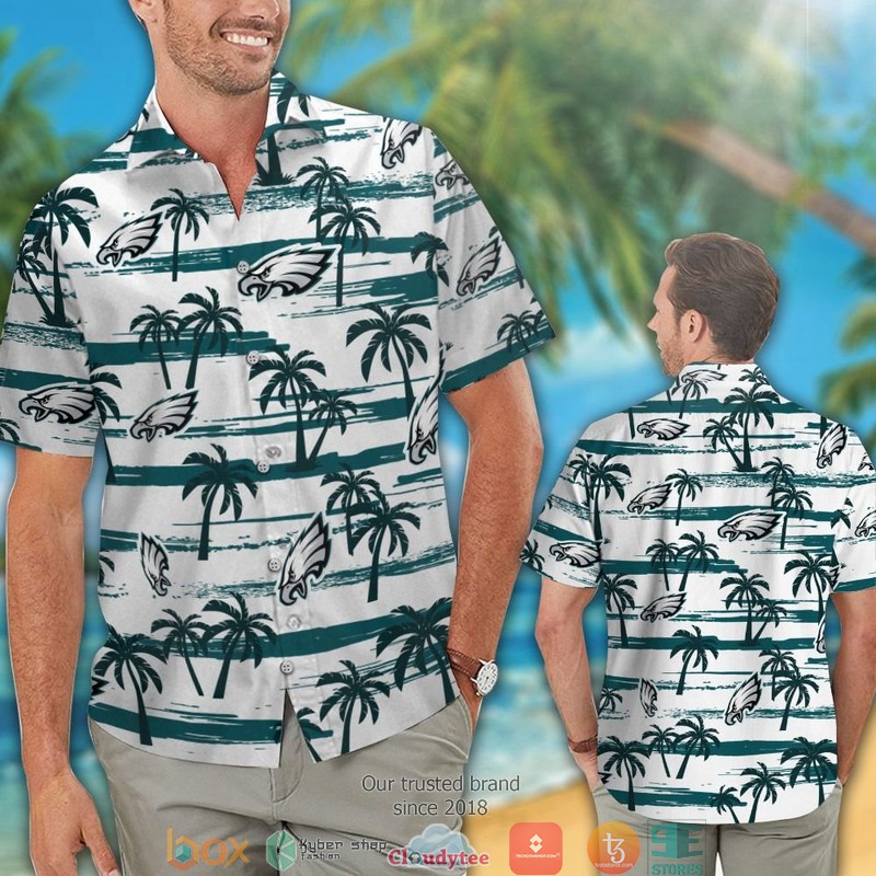 Philadelphia Eagles Green Coconut white Hawaiian Shirt short 1