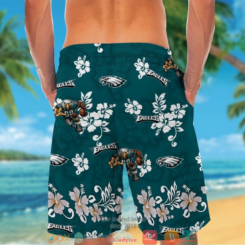 Philadelphia Eagles Hibiscus pattern Hawaiian Shirt short 1 2 3 4 5