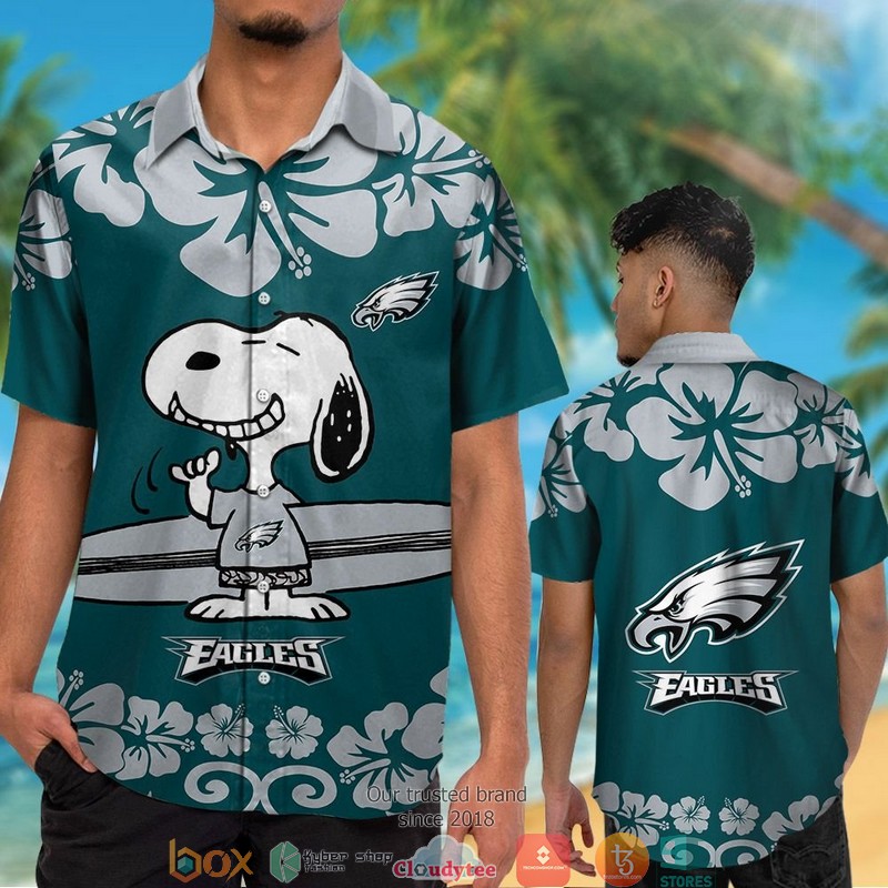 Philadelphia Eagles Snoopy Hibiscus Hawaiian Shirt short 1