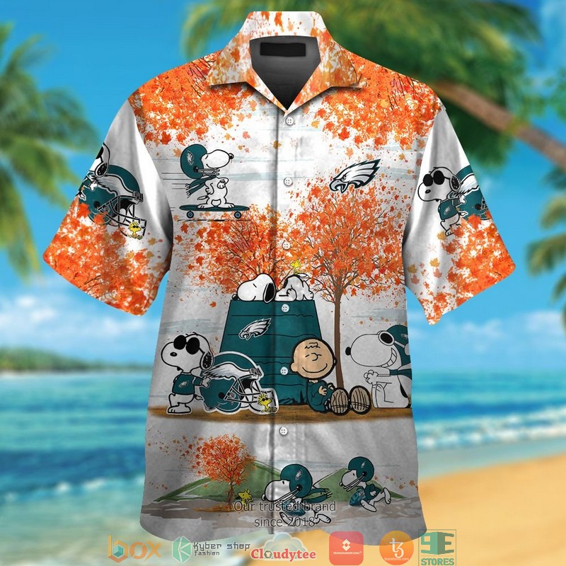 Philadelphia Eagles Snoopy and Charlie Brown Autumn Hawaiian Shirt short