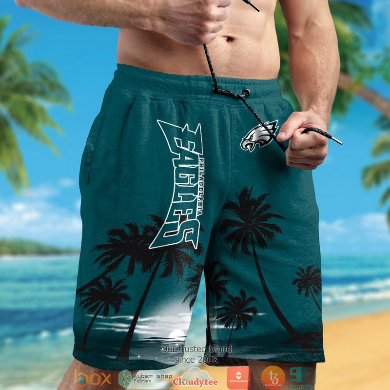 Philadelphia Eagles coconut island night moon Hawaiian Shirt short 1 2 3 4