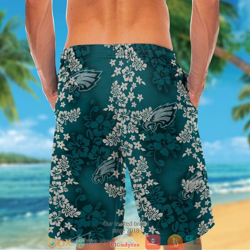 Philadelphia Eagles hibiscus leaf Hawaiian Shirt short 1 2 3 4 5