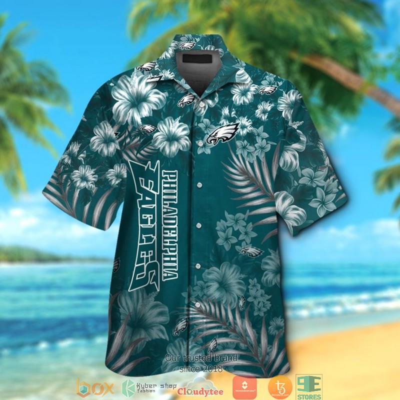 Philadelphia Eagles leaf Hibiscus Hawaiian Shirt short