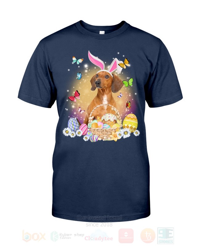 Red Dachshund Easter Bunny Butterfly 2D Hoodie Shirt 1 2 3 4 5 6 7 8