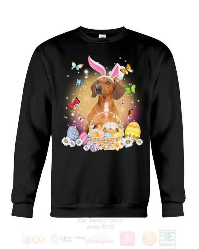 Red Dachshund Easter Bunny Butterfly 2D Hoodie Shirt 1 2 3 4 5 6 7 8 9 10 11 12