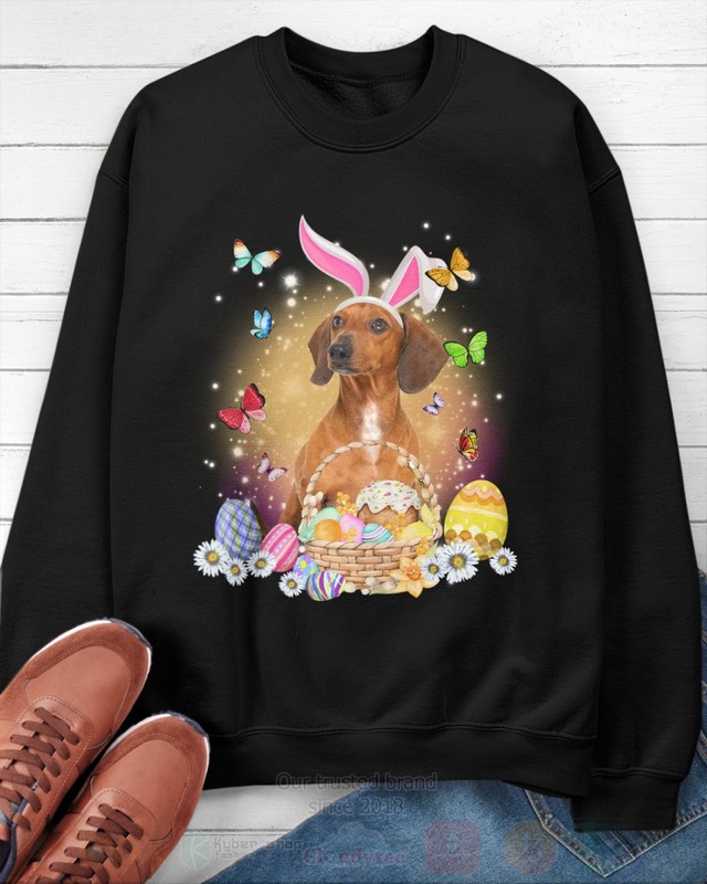 Red Dachshund Easter Bunny Butterfly 2D Hoodie Shirt 1 2 3 4 5 6 7 8 9 10 11 12 13 14
