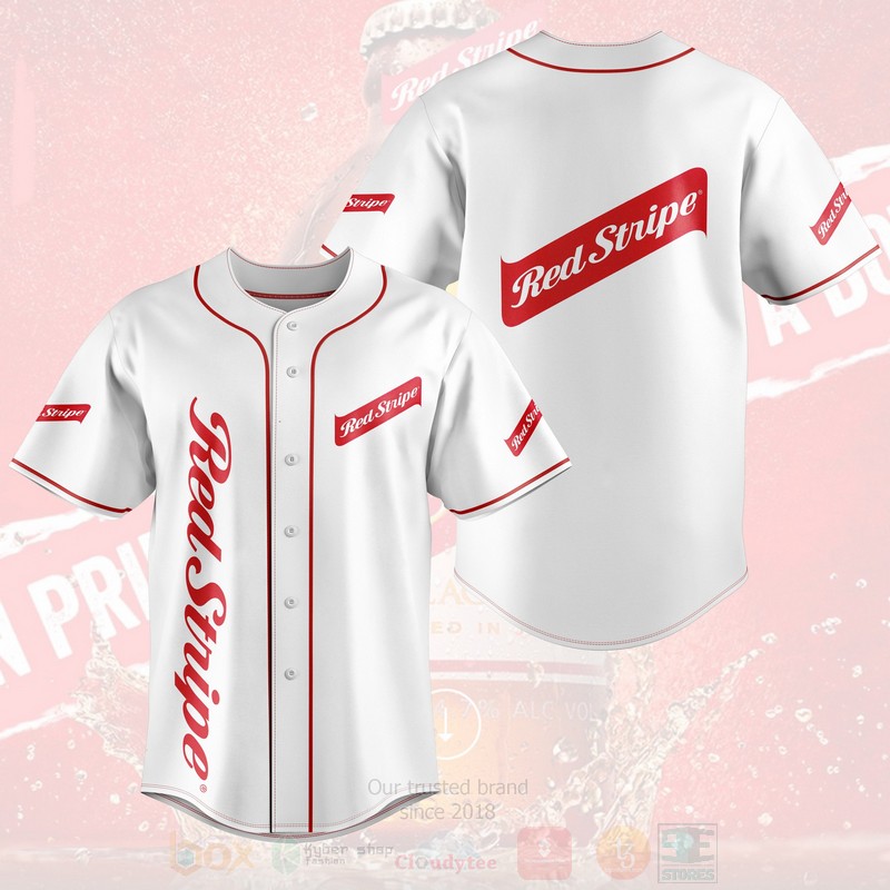 Red Stripe Baseball Jersey Shirt