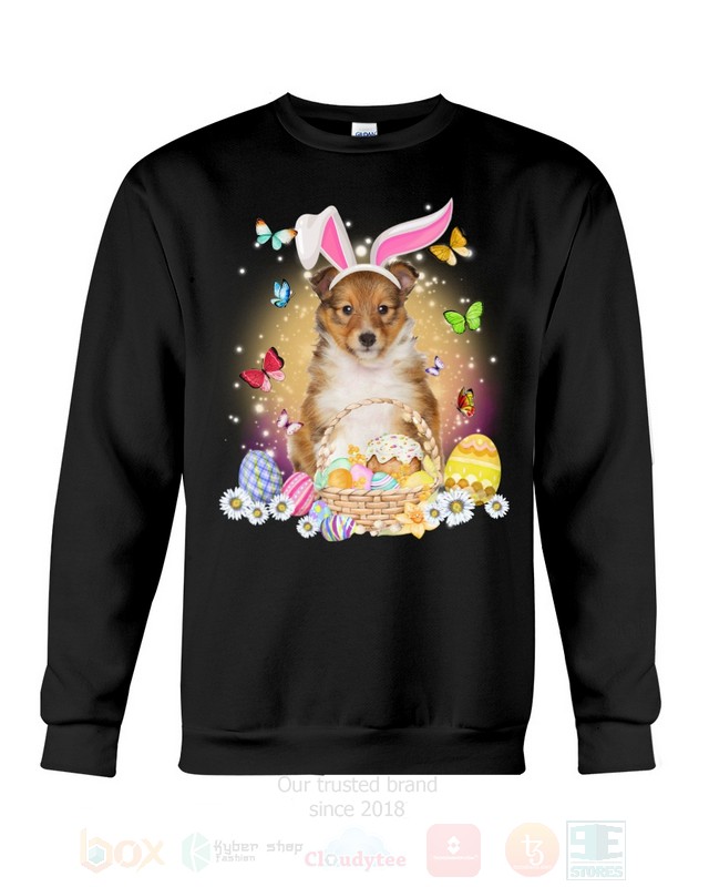 Shetland Sheepdog Baby Easter Bunny Butterfly 2D Hoodie Shirt 1 2 3 4 5 6 7 8 9 10 11 12