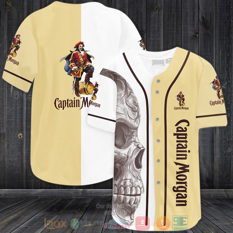 Skull Captain Morgan rum white cream Baseball Jersey