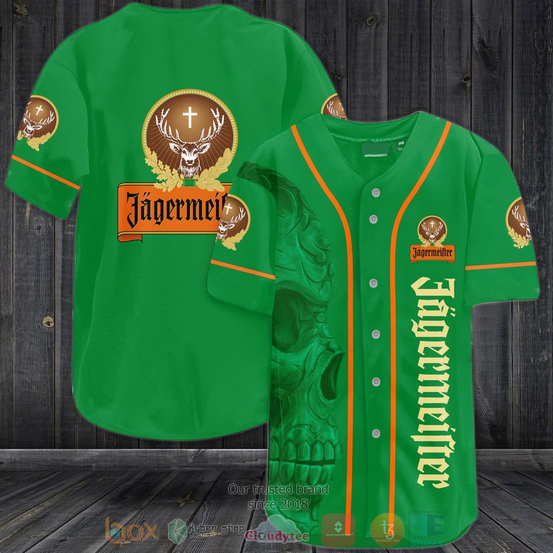 Skull Jagermeister green Baseball Jersey