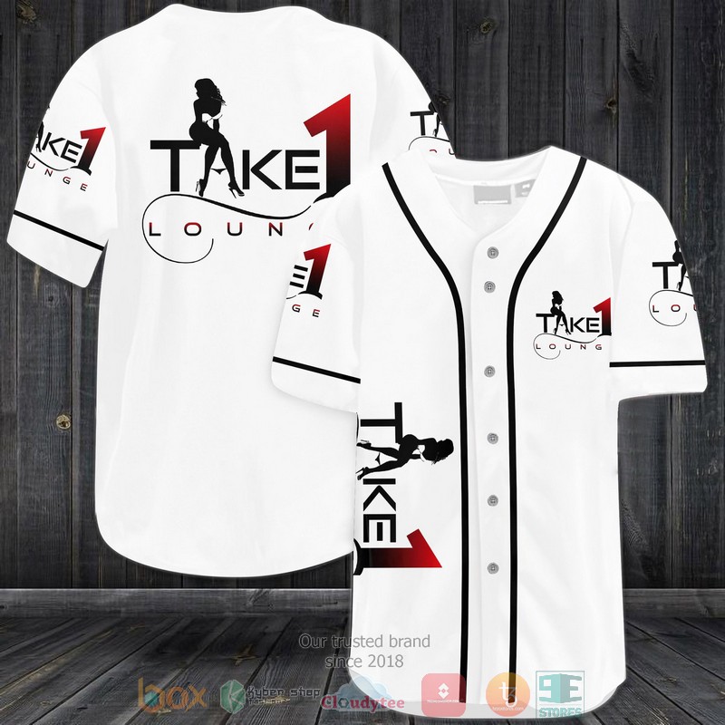 Take 1 Lounge white Baseball Jersey