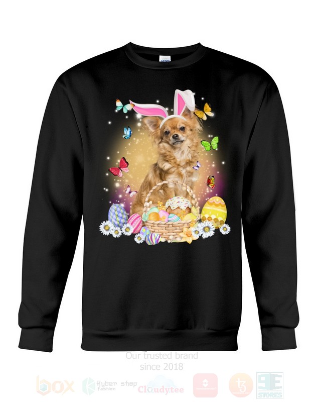 Tan Long Haired Chihuahua Easter Bunny Butterfly 2D Hoodie Shirt 1 2 3 4 5 6 7 8 9 10 11 12
