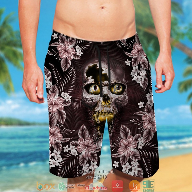 Washington Redskins 3d illusion Skull Hawaiian Shirt short 1 2 3 4