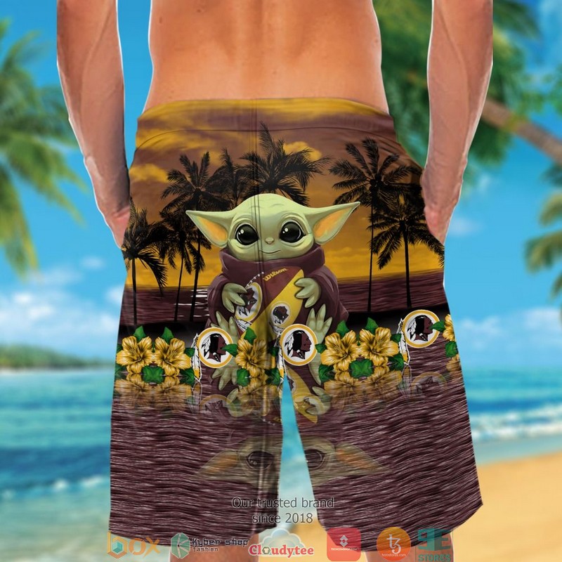 Washington Redskins Baby Yoda Hawaiian Shirt Short 1 2 3 4 5
