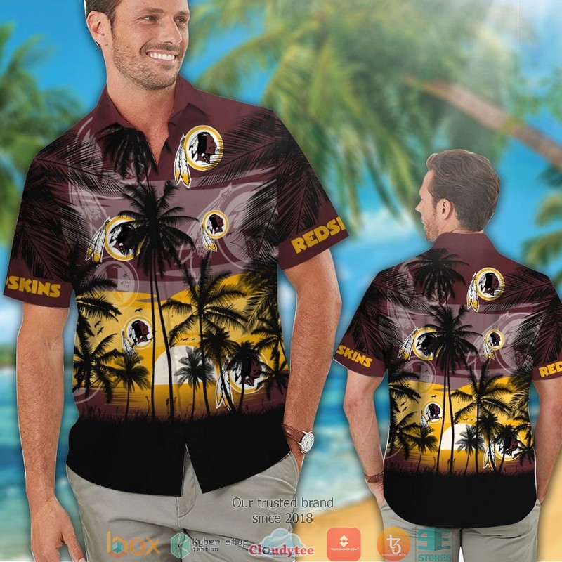 Washington Redskins Sunset Hawaiian Shirt short 1