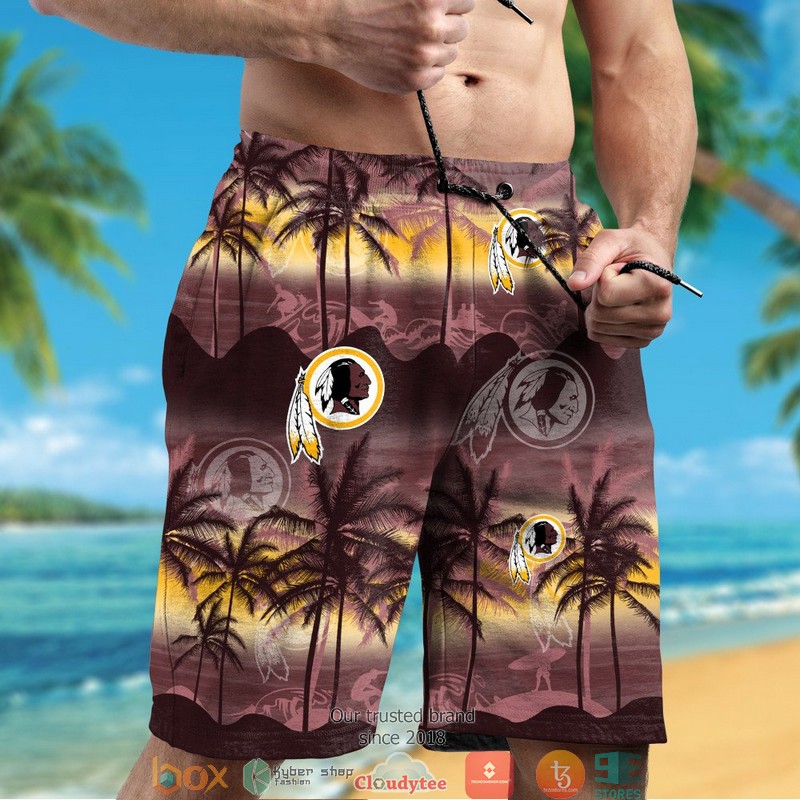 Washington Redskins coconut island ocean waves Hawaiian Shirt Short 1 2 3 4
