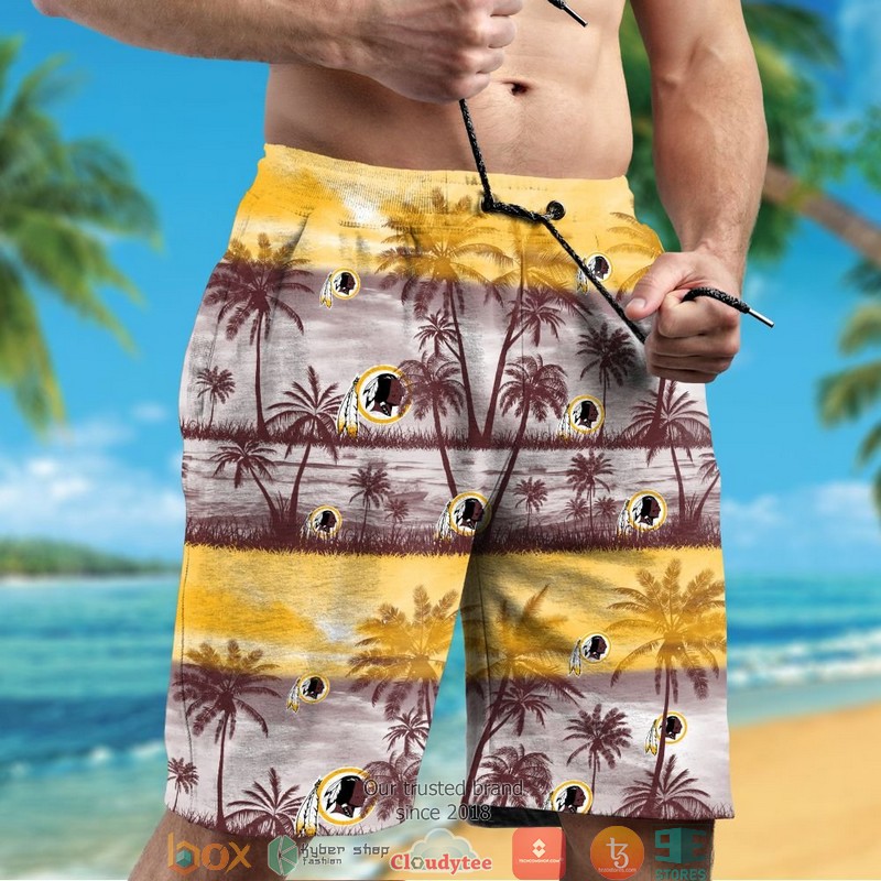 Washington Redskins coconut island yellow Hawaiian Shirt Short 1 2 3 4
