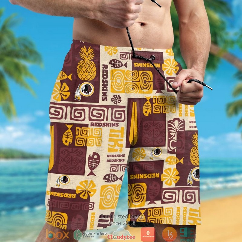 Washington Redskins fish pineapple pattern Hawaiian Shirt Short 1 2 3 4