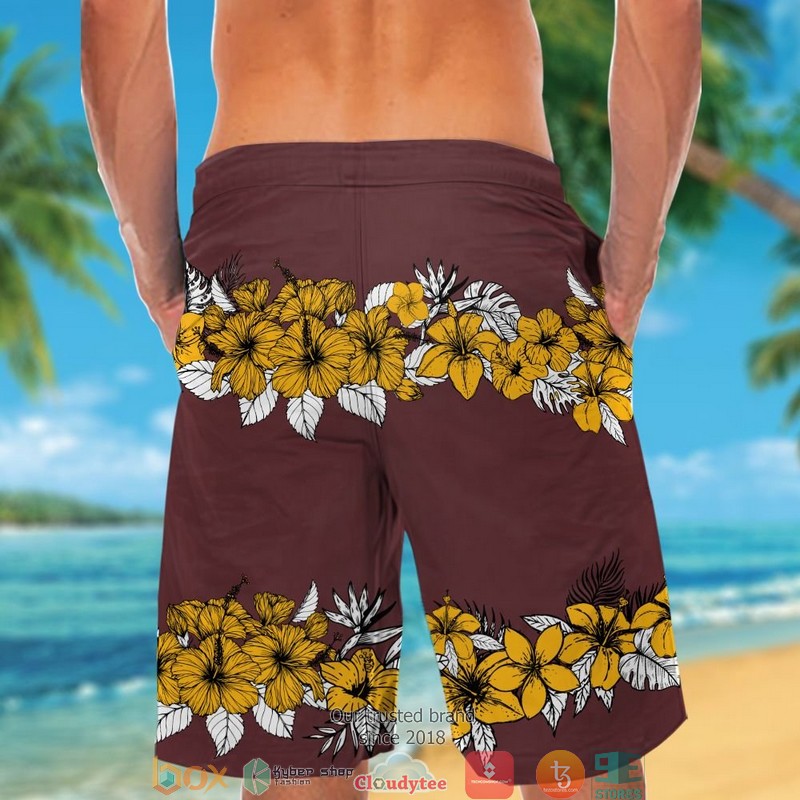 Washington Redskins hibiscus flower line Hawaiian Shirt short 1 2 3 4 5