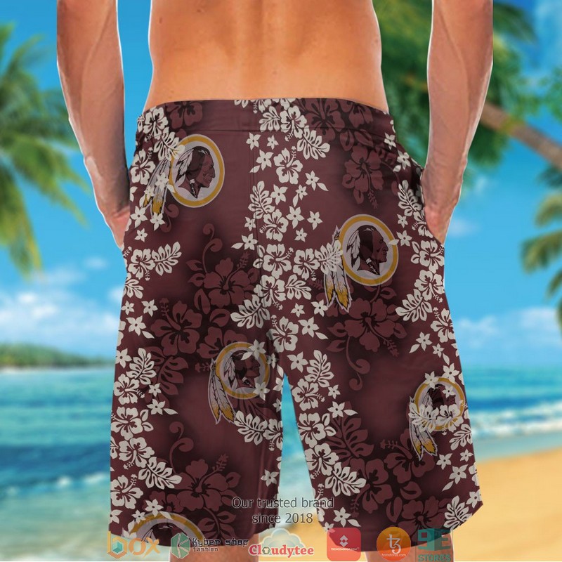 Washington Redskins hibiscus flowers pattern Hawaiian Shirt Short 1 2 3 4 5