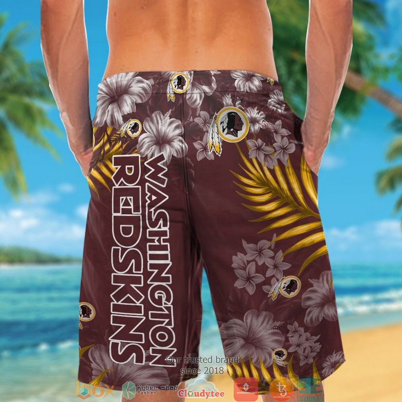Washington Redskins hibiscus leaf Hawaiian Shirt Short 1 2 3 4 5