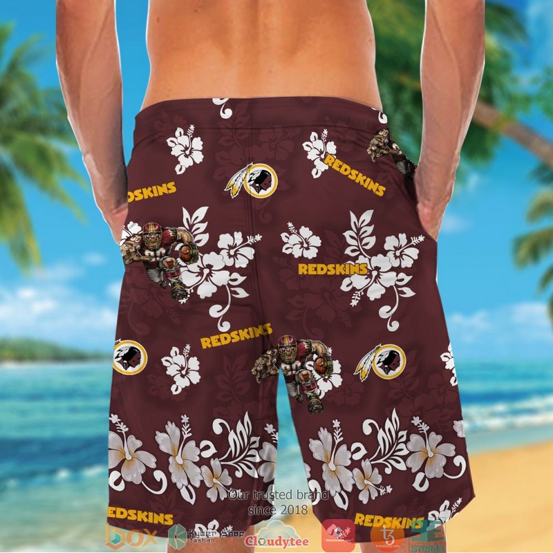 Washington Redskins hibiscus pattern Hawaiian Shirt Short 1 2 3 4 5