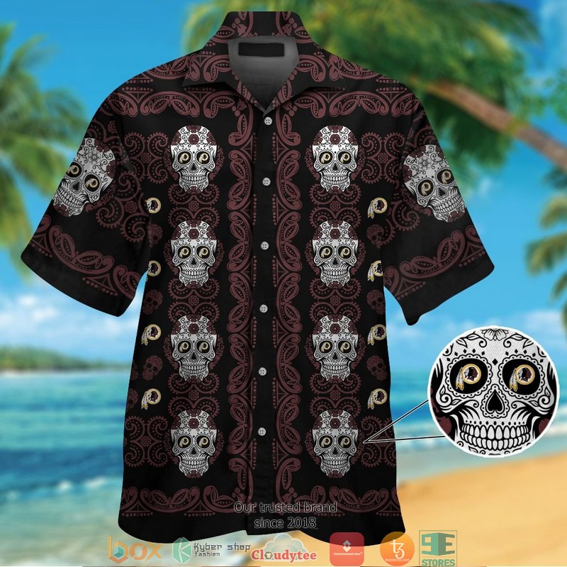 Washington Redskins small sugar skull Hawaiian Shirt short