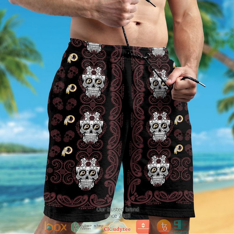 Washington Redskins small sugar skull Hawaiian Shirt short 1 2 3 4