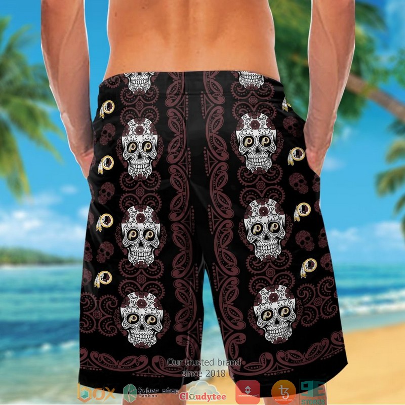 Washington Redskins small sugar skull Hawaiian Shirt short 1 2 3 4 5