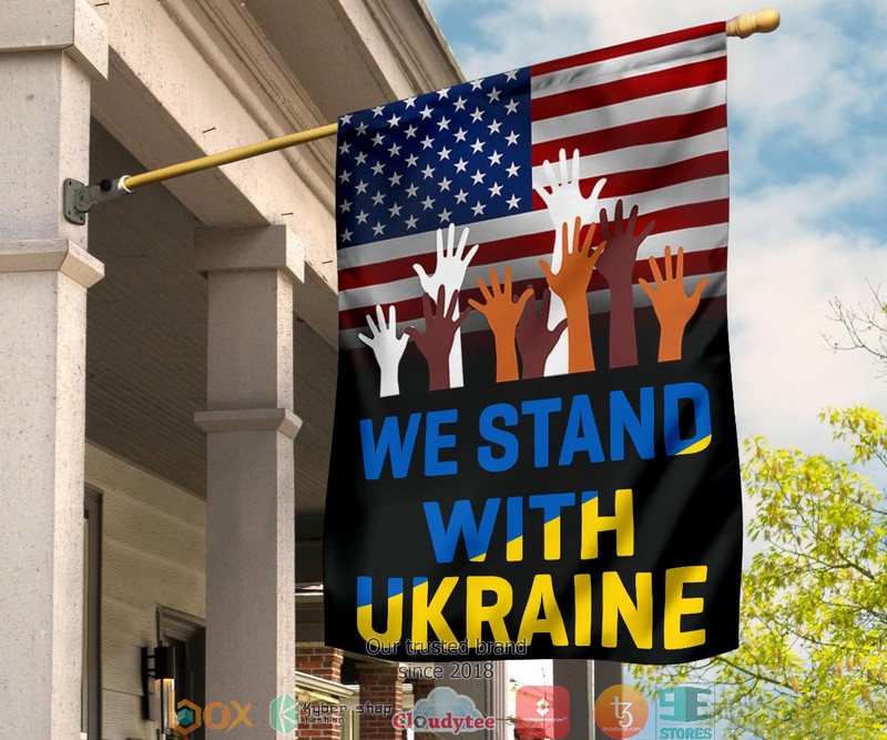 We Stand With Ukraine American Flag