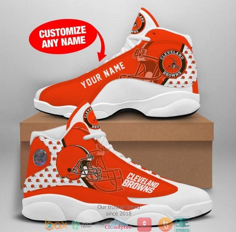 Personalized Cleveland Browns NFL Big logo Football Team Air Jordan 13 Sneaker Shoes