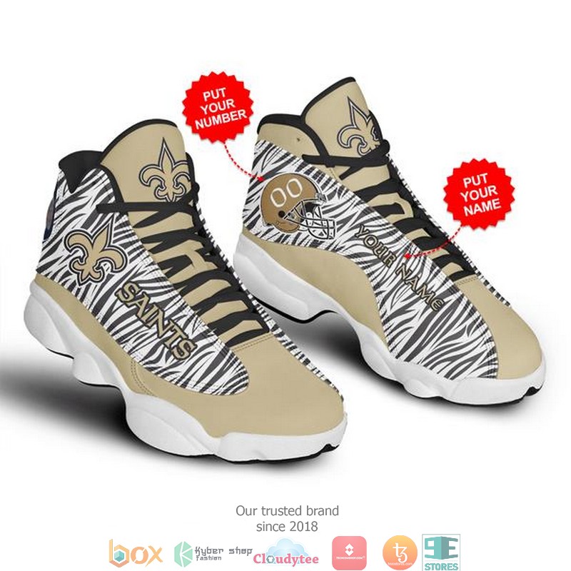 Personalized New Orleans Saints NFL Football Air Jordan 13 Sneaker Shoes