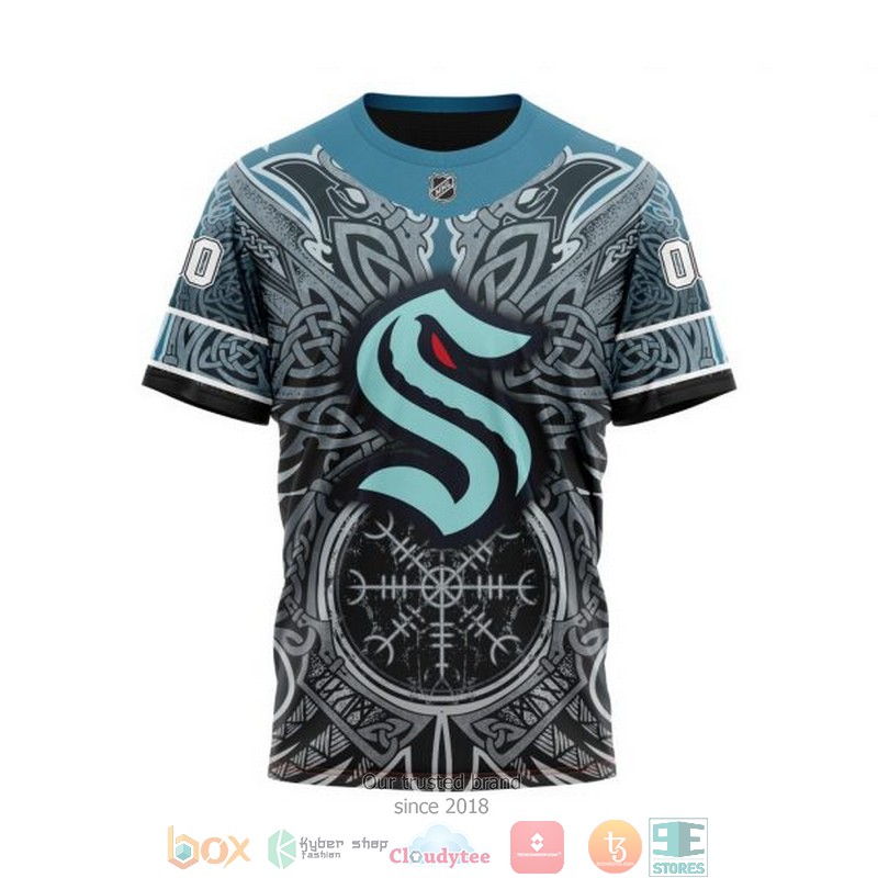 Personalized Seattle Kraken NHL Norse Viking Symbols custom 3D shirt hoodie 1 2 3 4 5 6 7