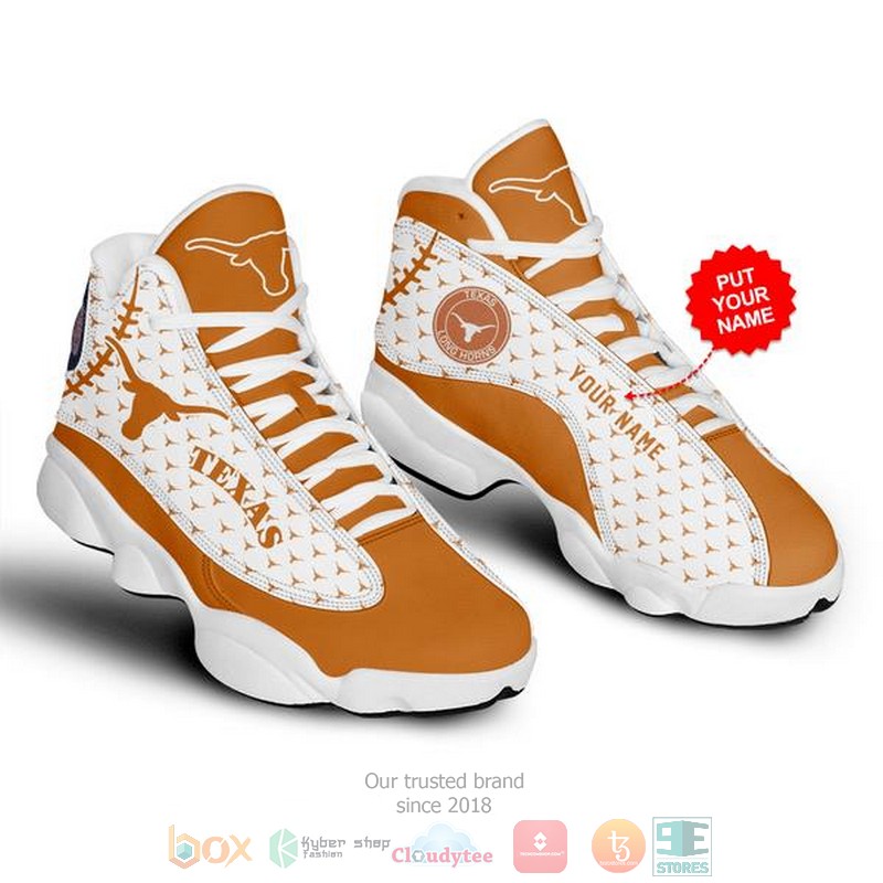 Personalized Texas Longhorns NCAA Football custom Air Jordan 13 shoes