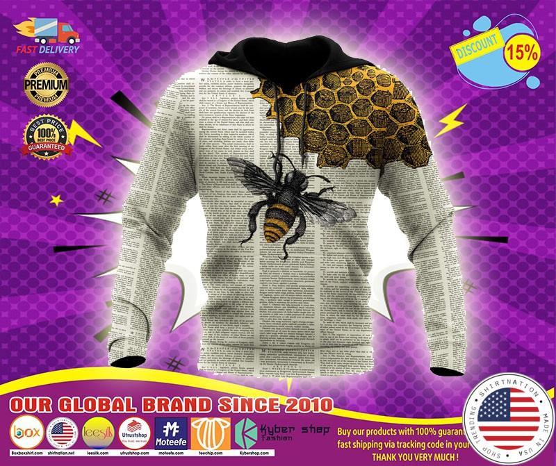 Bee dictionary 3D over print hoodie1