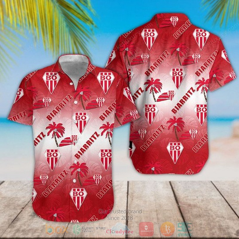 Biarritz Olympique logo palm tree red Hawaiian Shirt