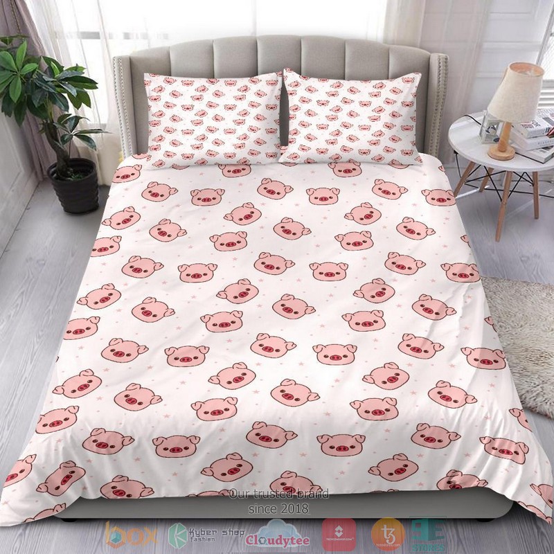 Cute Pig Head Pattern Bedding Set