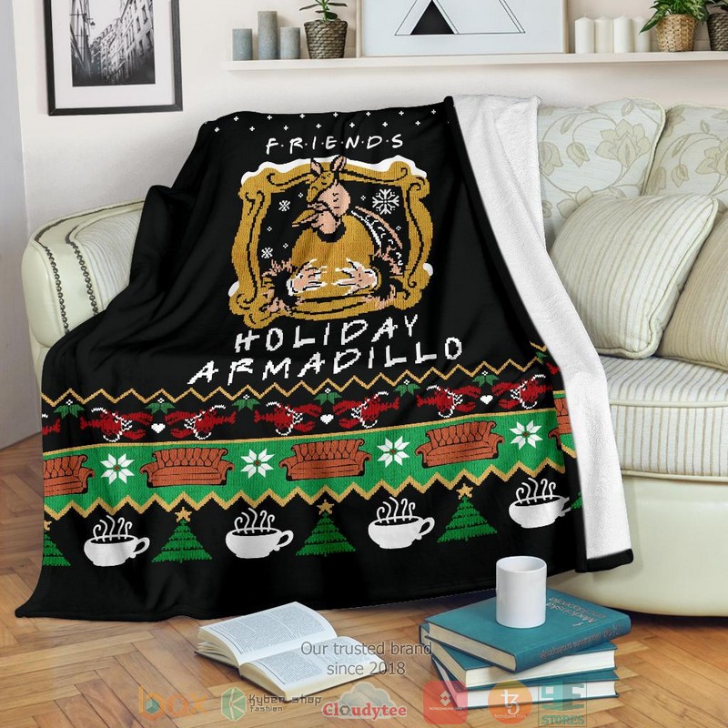 F.R.I.E.N.D.S Holiday Armadillo Ugly Christmas Blanket 1