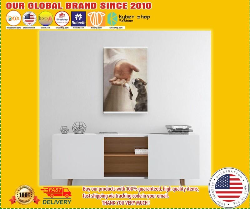 Jesus God Boston Terrier take my hand canvas