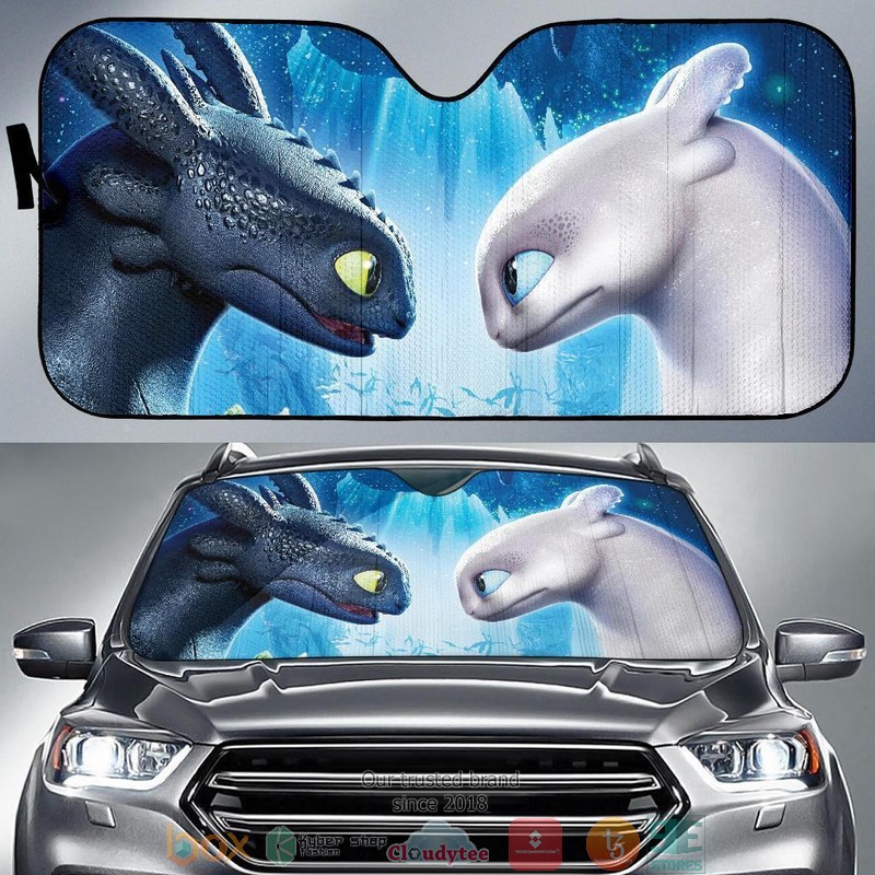 Night Fury And Light Fury Dragon Car Sunshade