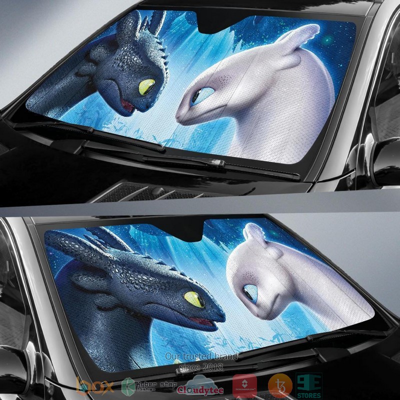 Night Fury And Light Fury Dragon Car Sunshade 1