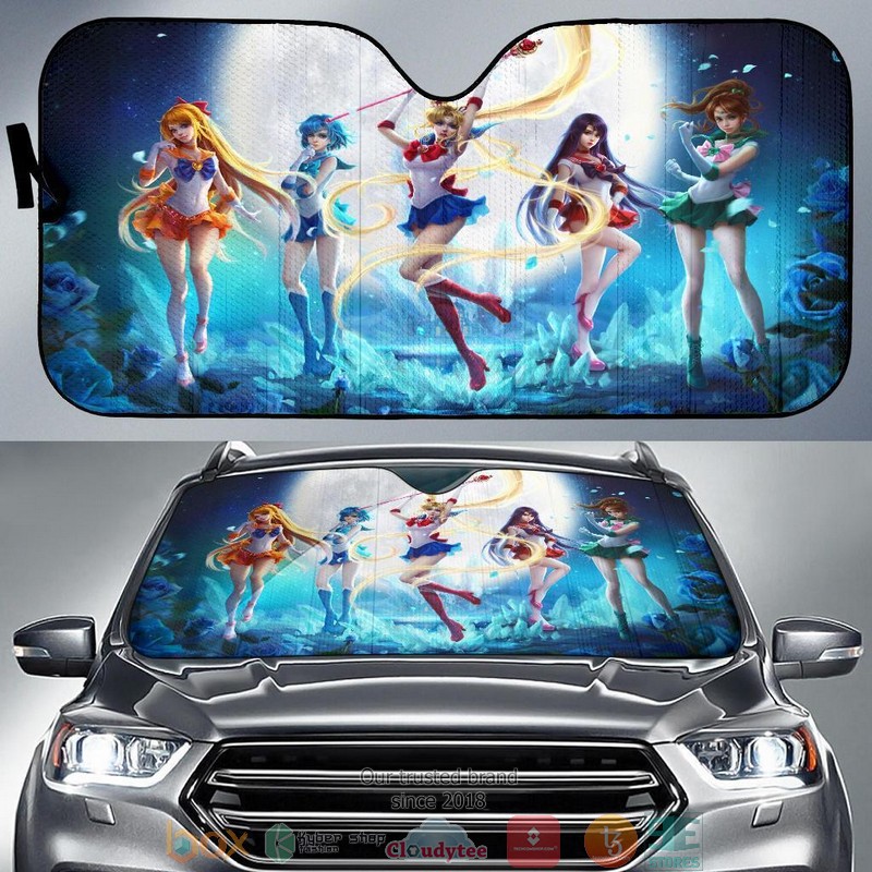 Sailor Moon Team Anime Blue Car Sunshade