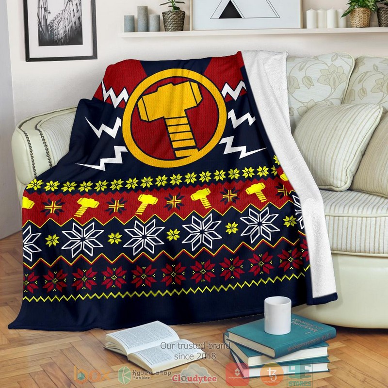 Thor Mjolnir Ugly Christmas Blanket 1