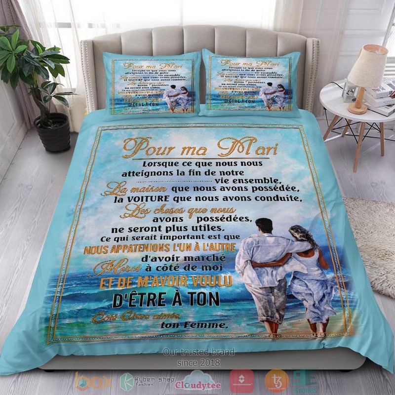 To My Husband Beach Art Bedding Set