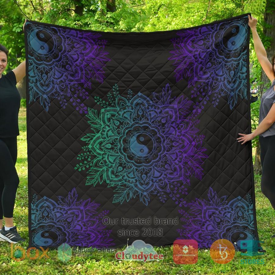 mandala yin and yang yoga quilt blanket 1 27669