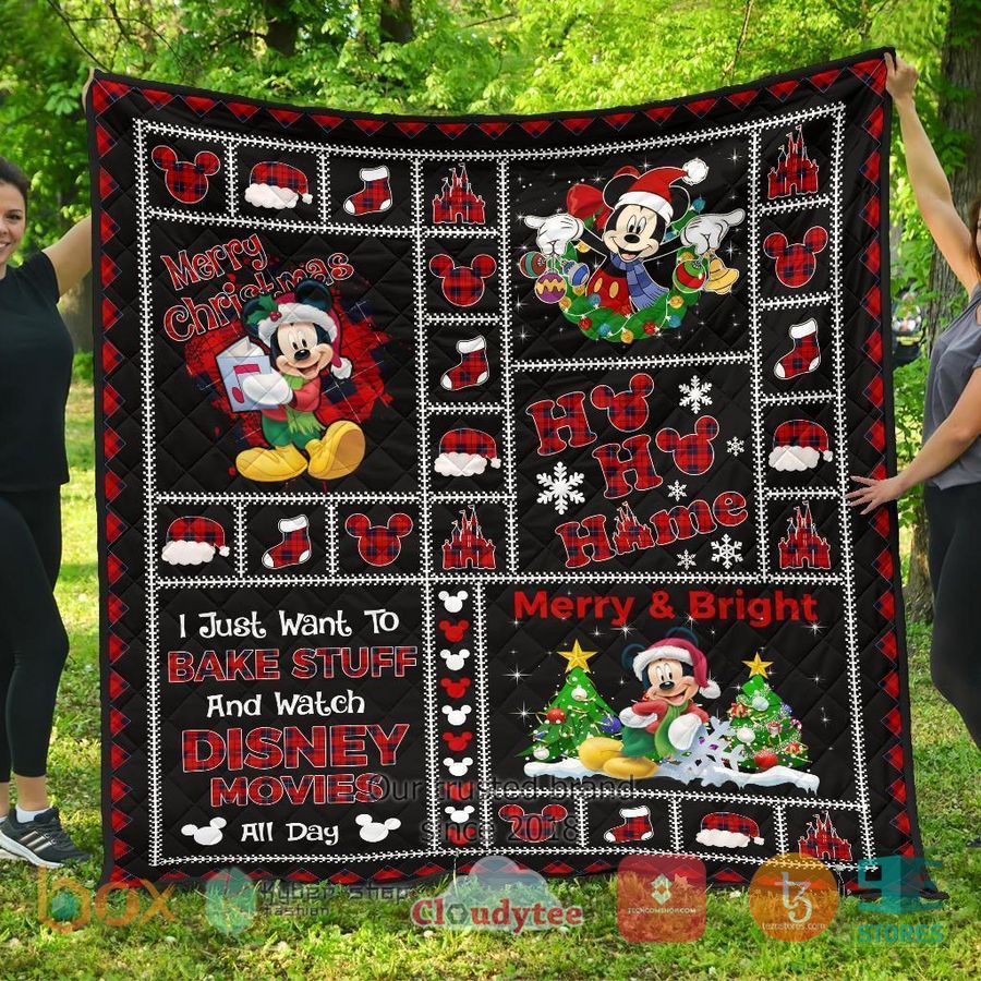 merry christmas mickey merry bright disney quilt blanket 2 10314