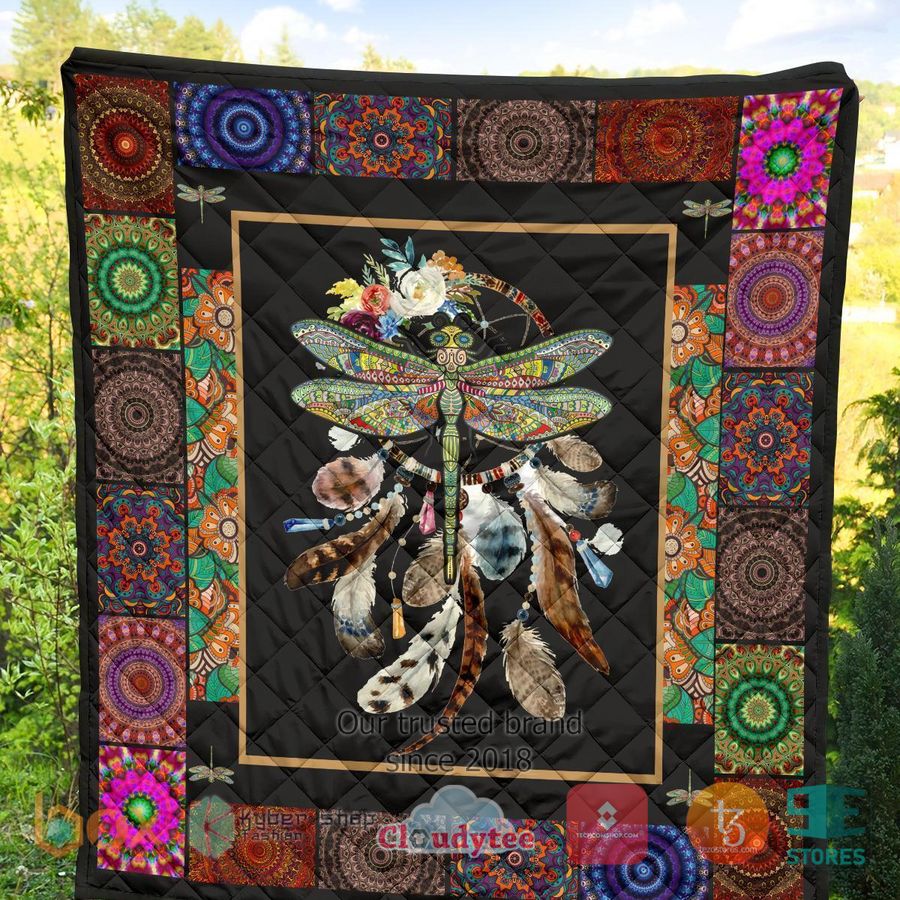 native dragonfly dreamcatcher quilt blanket 2 19824